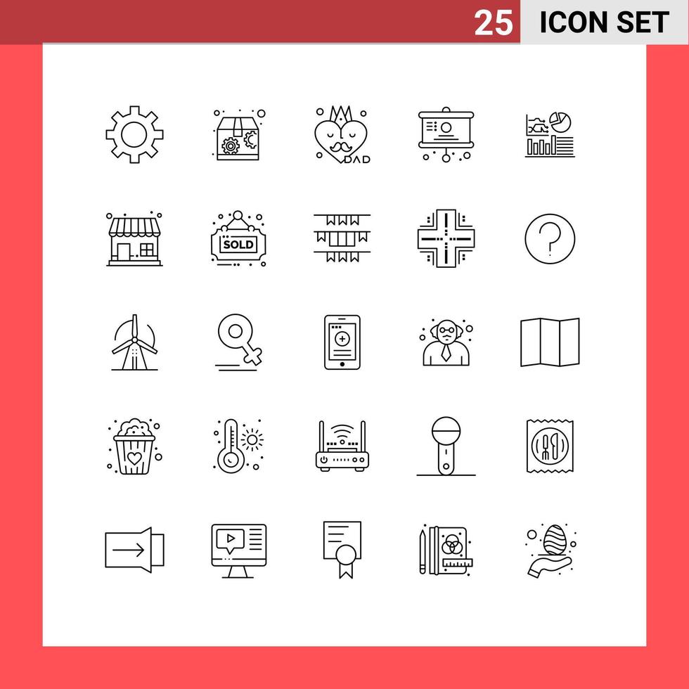 Stock Vector Icon Pack of 25 Line Signs and Symbols for business success father graph school Editable Vector Design Elements