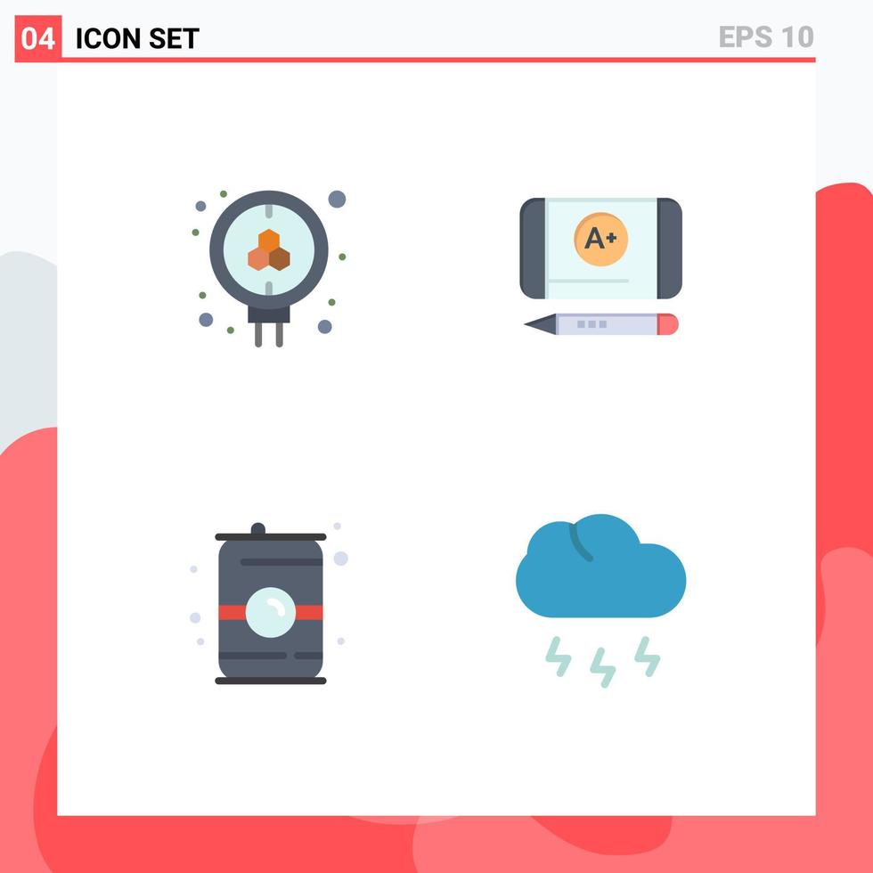 Set of 4 Modern UI Icons Symbols Signs for atom can search education cloud Editable Vector Design Elements