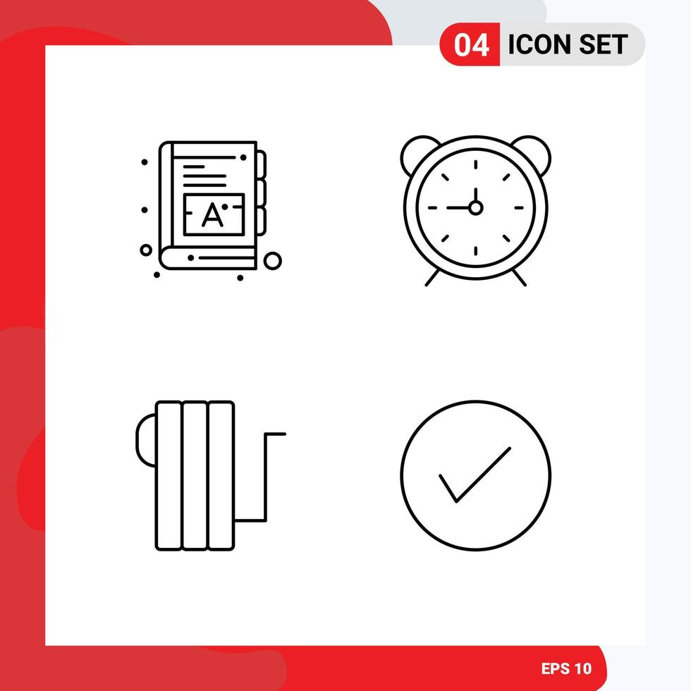 4 Line concept for Websites Mobile and Apps baby appliances ebook time heat Editable Vector Design Elements