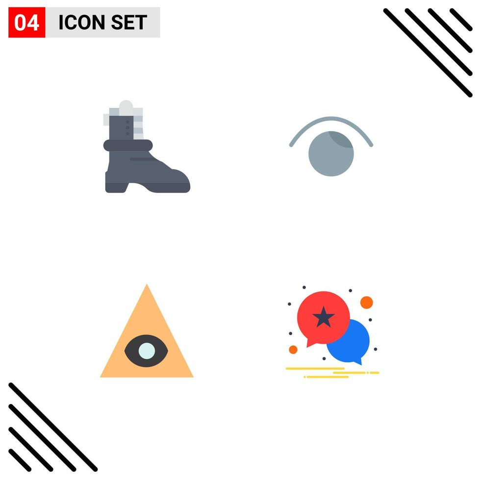 conjunto de 4 iconos planos vectoriales en cuadrícula para shose pirámide ojo twitter estrella elementos de diseño vectorial editables vector