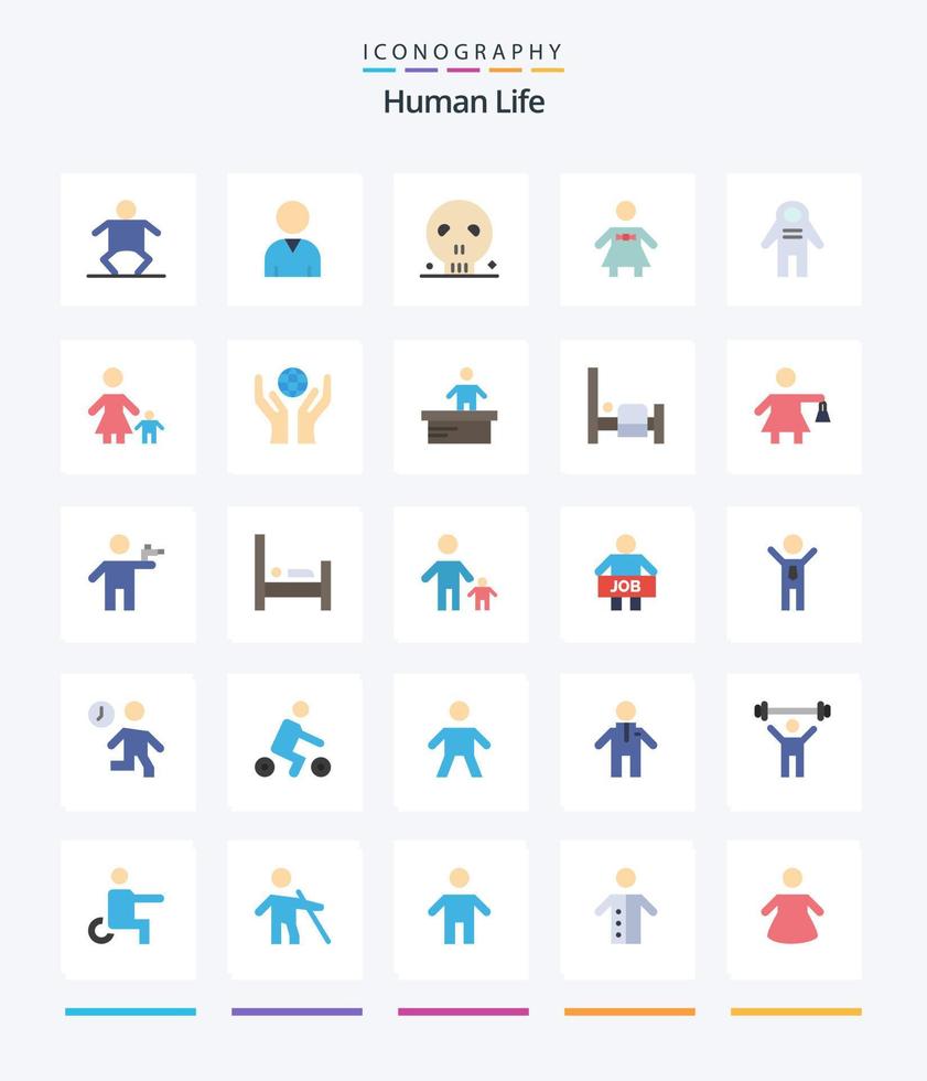 Creative Human 25 Flat icon pack  Such As family. space traveler. skull. people. astronaut vector