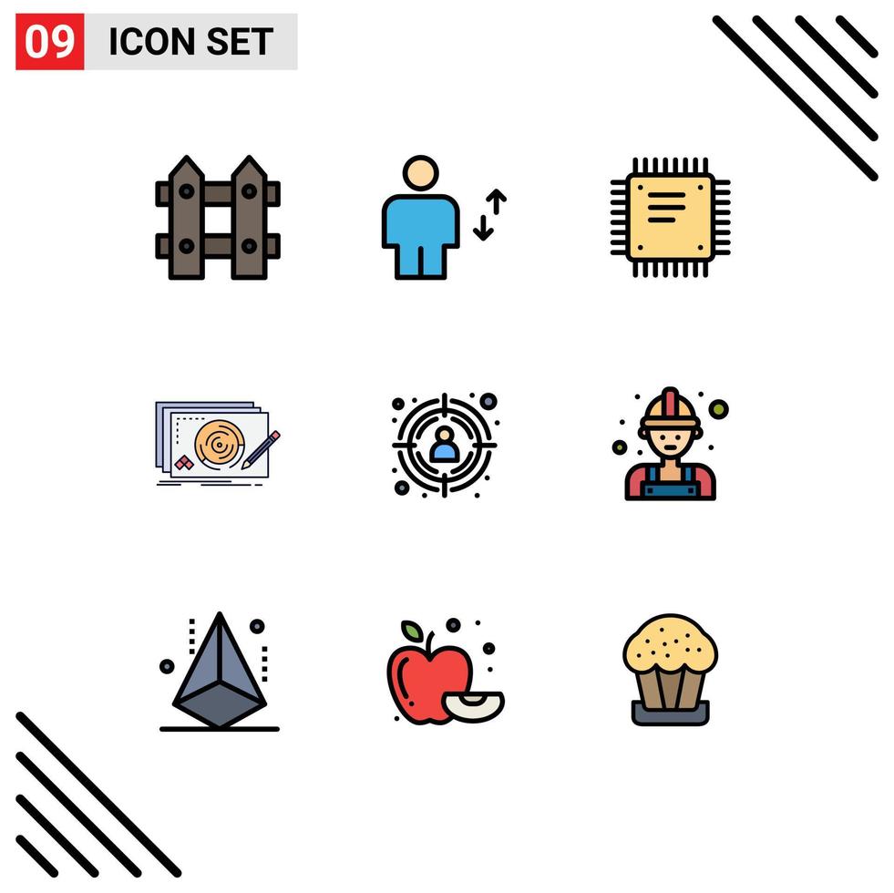 Set of 9 Modern UI Icons Symbols Signs for complete design move level motherboard Editable Vector Design Elements