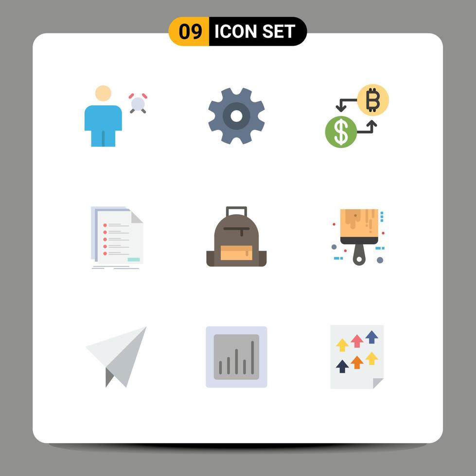 Stock Vector Icon Pack of 9 Line Signs and Symbols for registration list wheel filing payment Editable Vector Design Elements