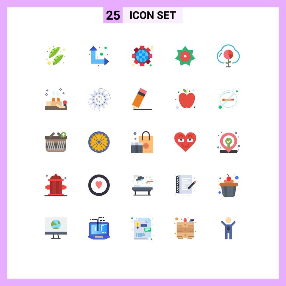 Modern Set of 25 Flat Colors Pictograph of cloud month heart kareem holy Editable Vector Design Elements