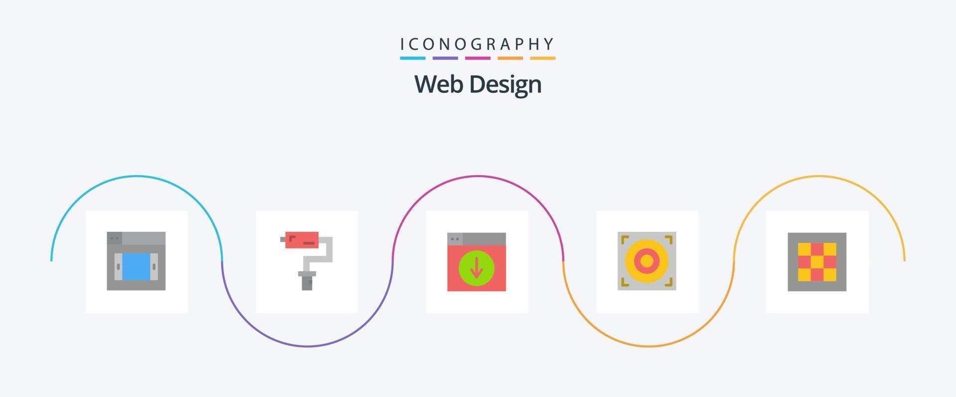 Web Design Flat 5 Icon Pack Including drawing. grid. design. speaker. web vector