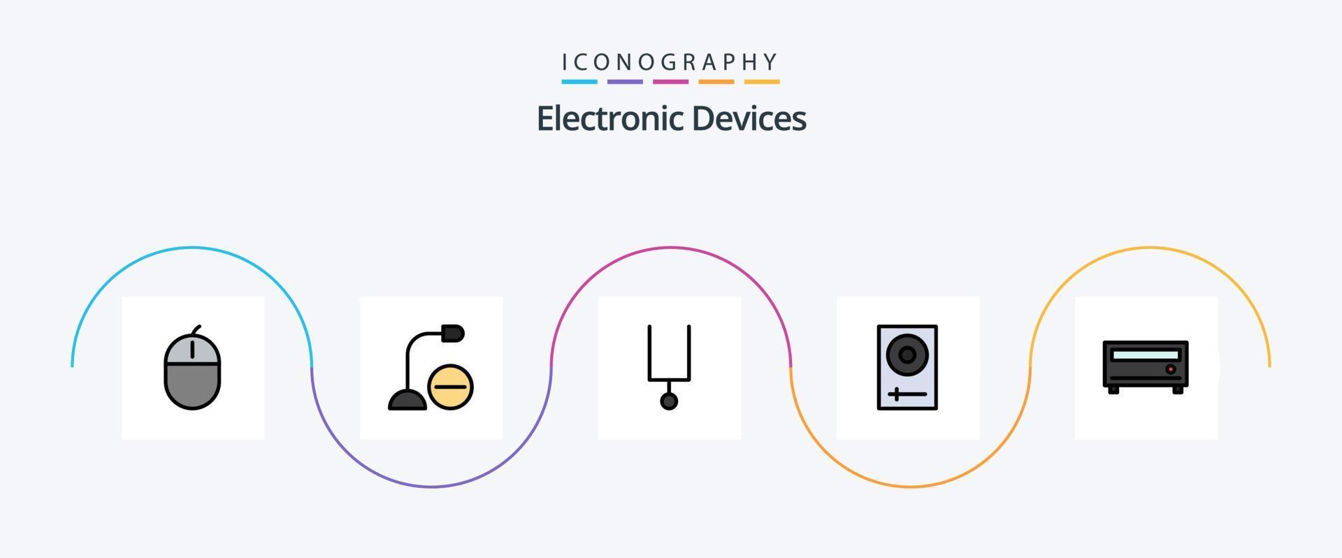 paquete de iconos de 5 planos llenos de línea de dispositivos que incluye mezclador. DJ. hardware. dispositivos. diapasón vector