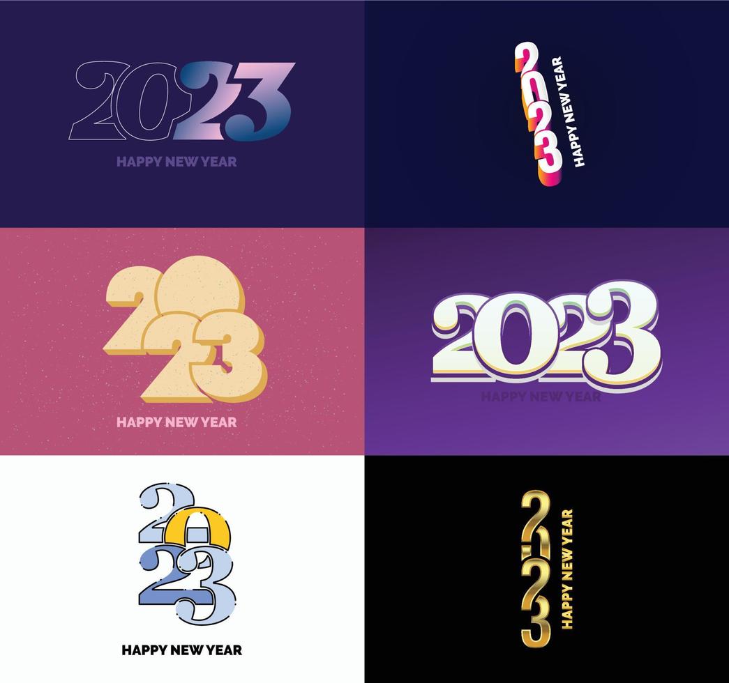 Big Set of 2023 Happy New Year logo text design 2023 number design template vector