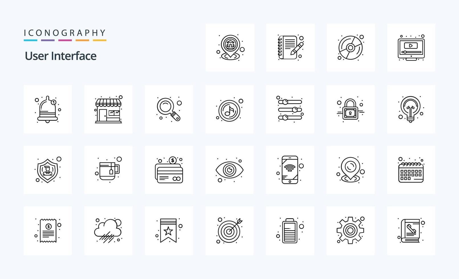 25 User Interface Line icon pack vector