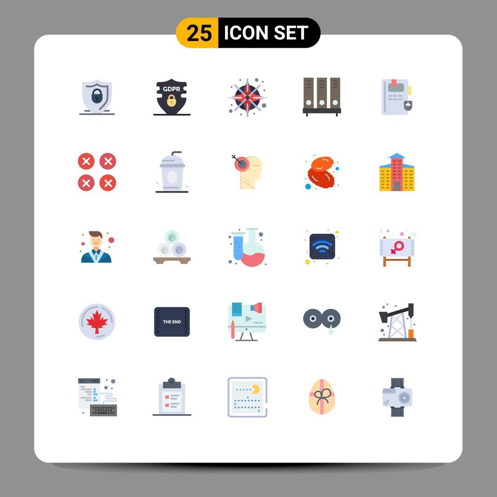 25 Universal Flat Colors Set for Web and Mobile Applications book document compass database archive Editable Vector Design Elements