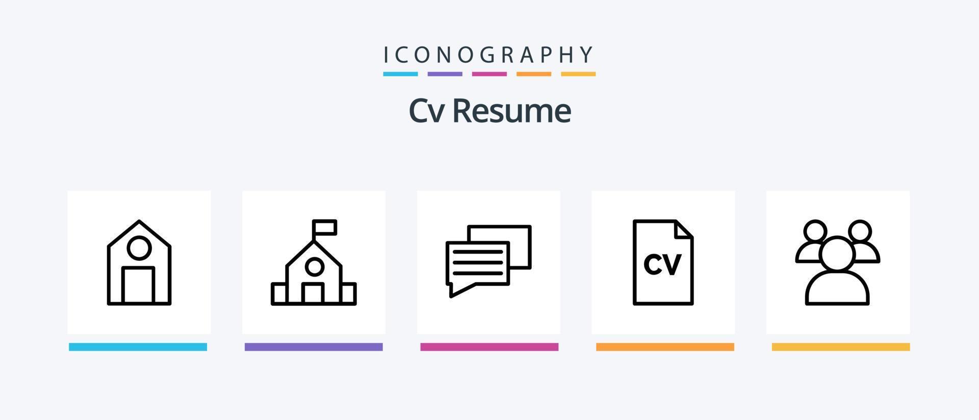 Cv Resume Line 5 Icon Pack Including . teacher. teachers. study. science. Creative Icons Design vector
