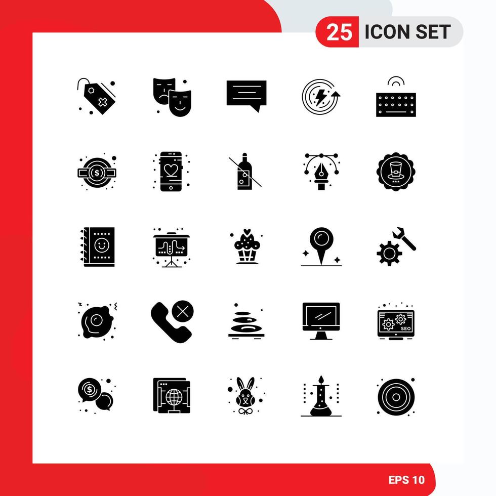 Group of 25 Solid Glyphs Signs and Symbols for type hardware bubble environmental protection ecology Editable Vector Design Elements