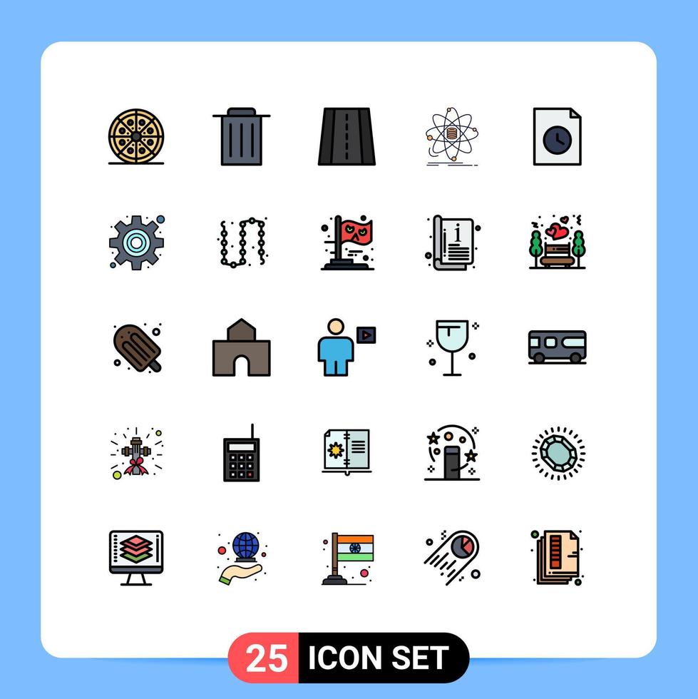 25 Filled line Flat Color concept for Websites Mobile and Apps file science perspective research data Editable Vector Design Elements