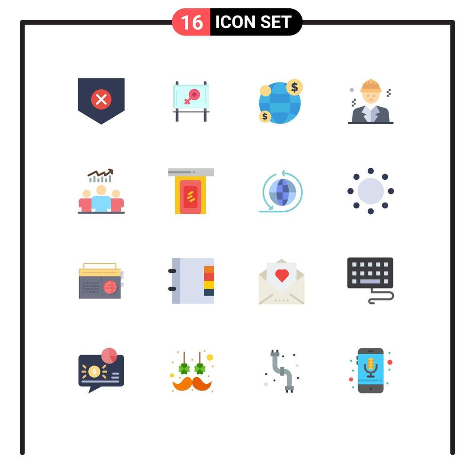 Modern Set of 16 Flat Colors and symbols such as chart user investment group business Editable Pack of Creative Vector Design Elements