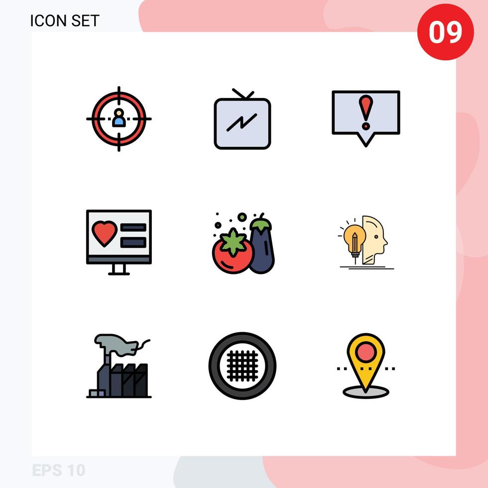 Universal Icon Symbols Group of 9 Modern Filledline Flat Colors of supermarket wedding alert web heart Editable Vector Design Elements