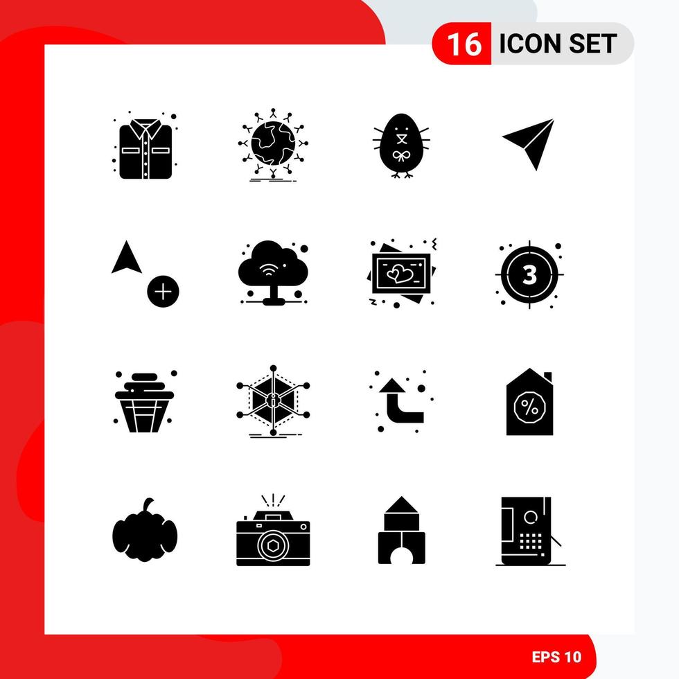 Stock Vector Icon Pack of 16 Line Signs and Symbols for cursor add chicken share instagram Editable Vector Design Elements
