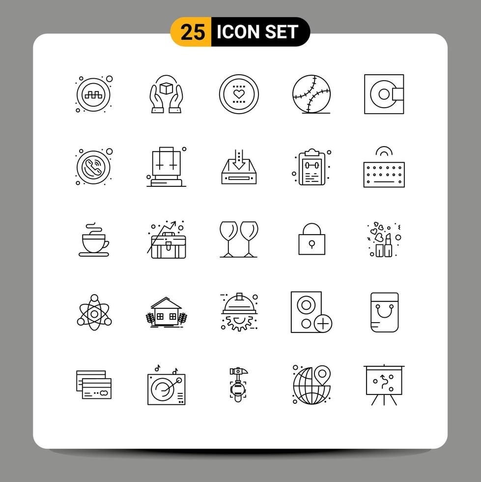 Set of 25 Modern UI Icons Symbols Signs for baseball gentleman responsibility fathers day love Editable Vector Design Elements