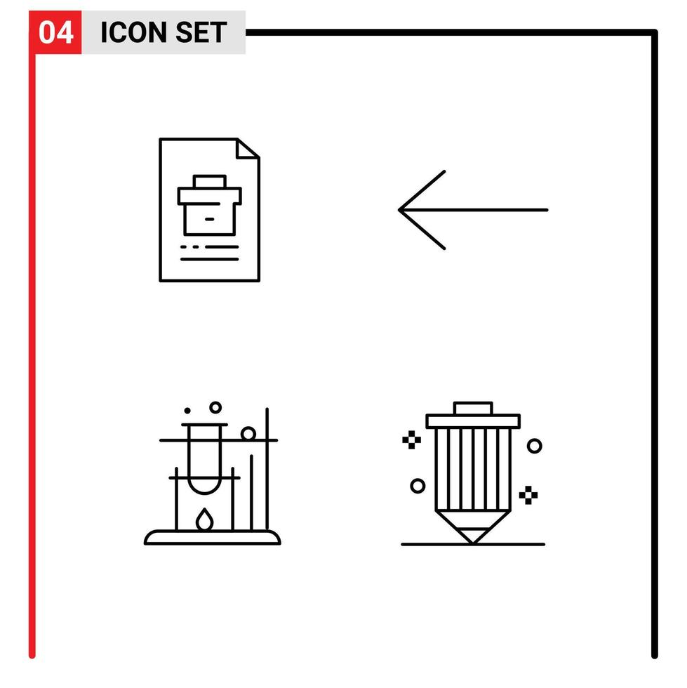 grupo de 4 signos y símbolos de colores planos de línea rellena para elementos de diseño vectorial editables de diseño izquierdo de archivo de espacio comercial vector