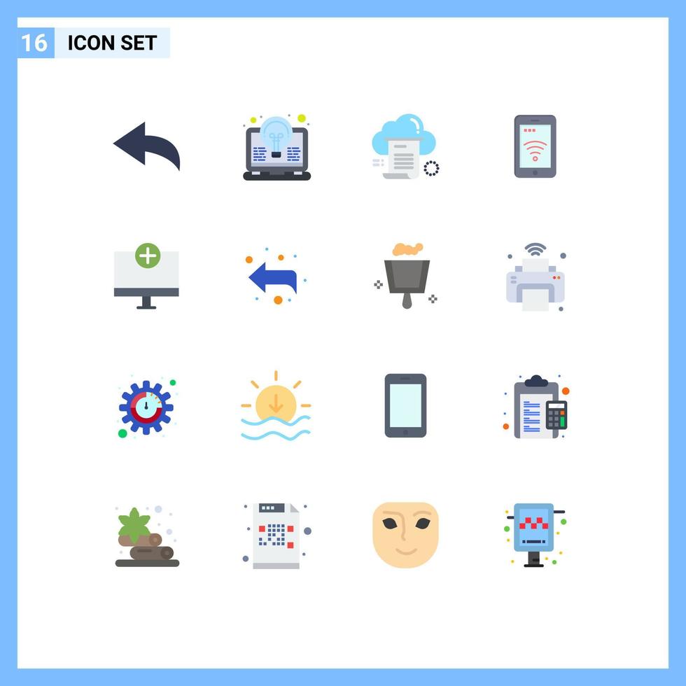 Modern Set of 16 Flat Colors and symbols such as computers wifi share service mobile Editable Pack of Creative Vector Design Elements
