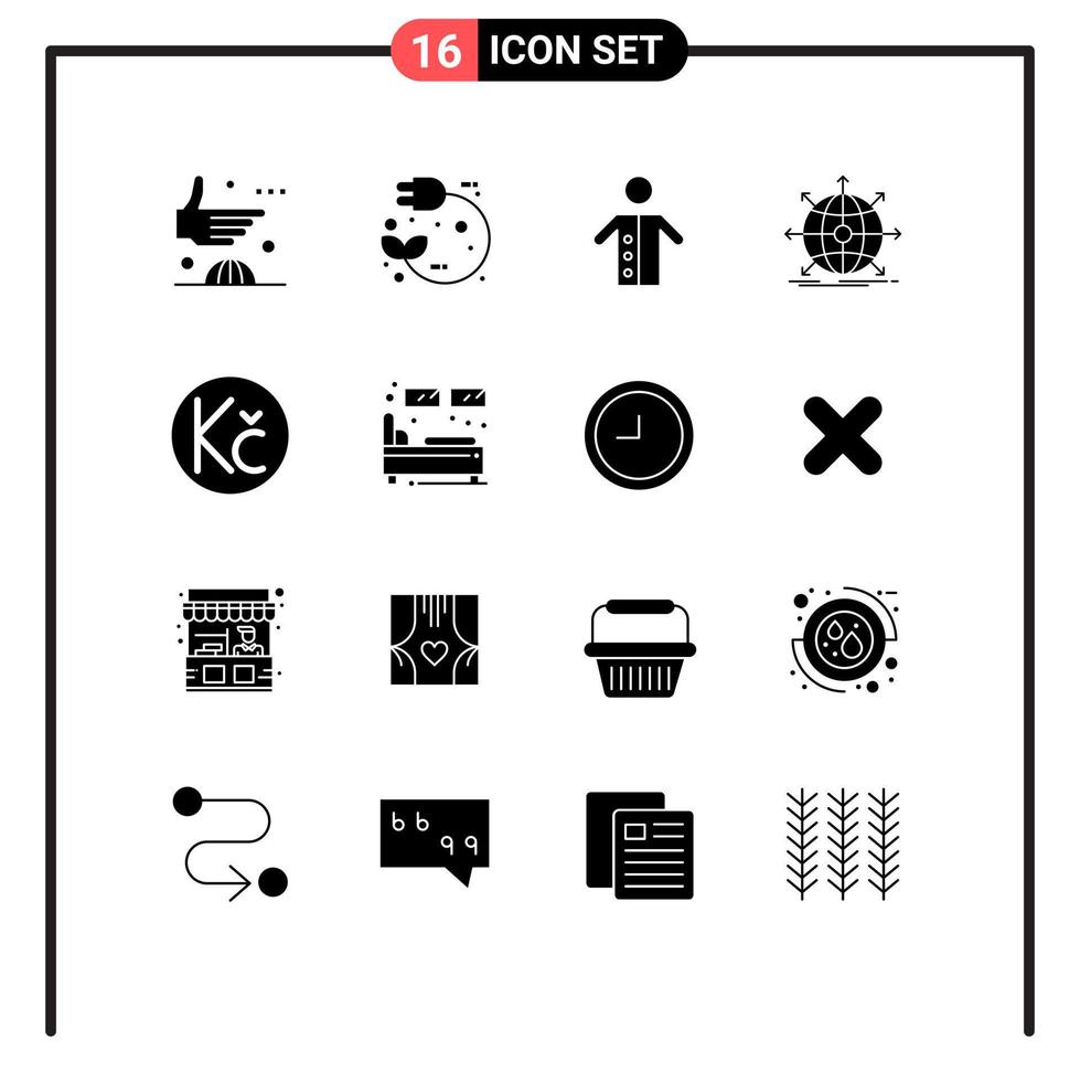 Editable Vector Line Pack of 16 Simple Solid Glyphs of international business power priest people Editable Vector Design Elements