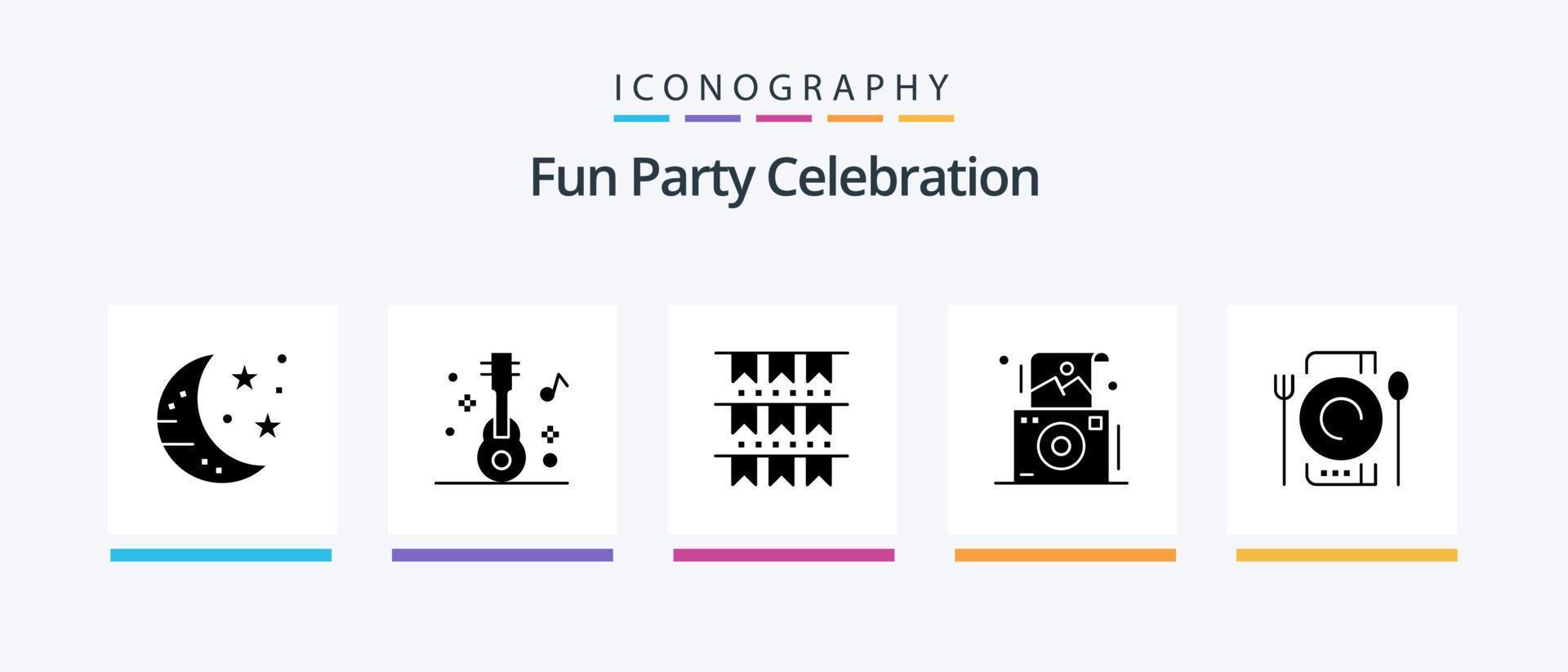 Party Glyph 5 Icon Pack Including catering. polaroid. american. photography. camera. Creative Icons Design vector