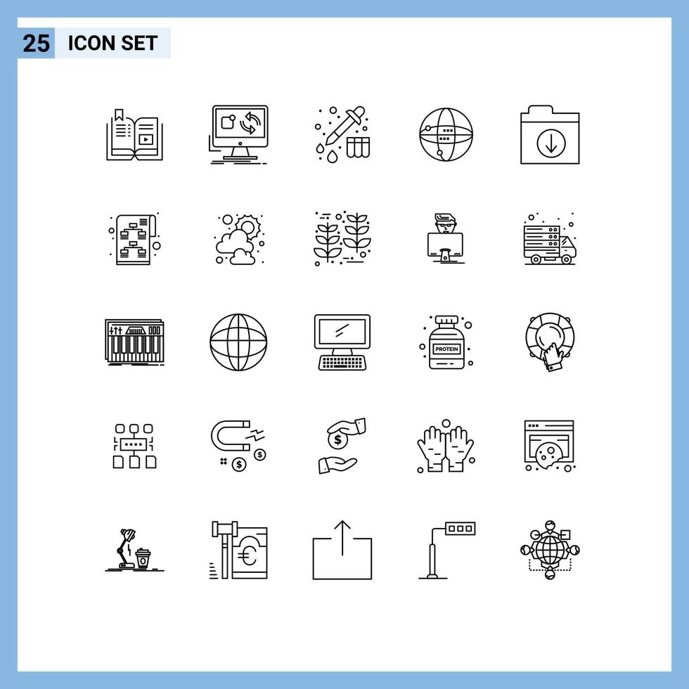 25 Thematic Vector Lines and Editable Symbols of download computing install internet drop Editable Vector Design Elements