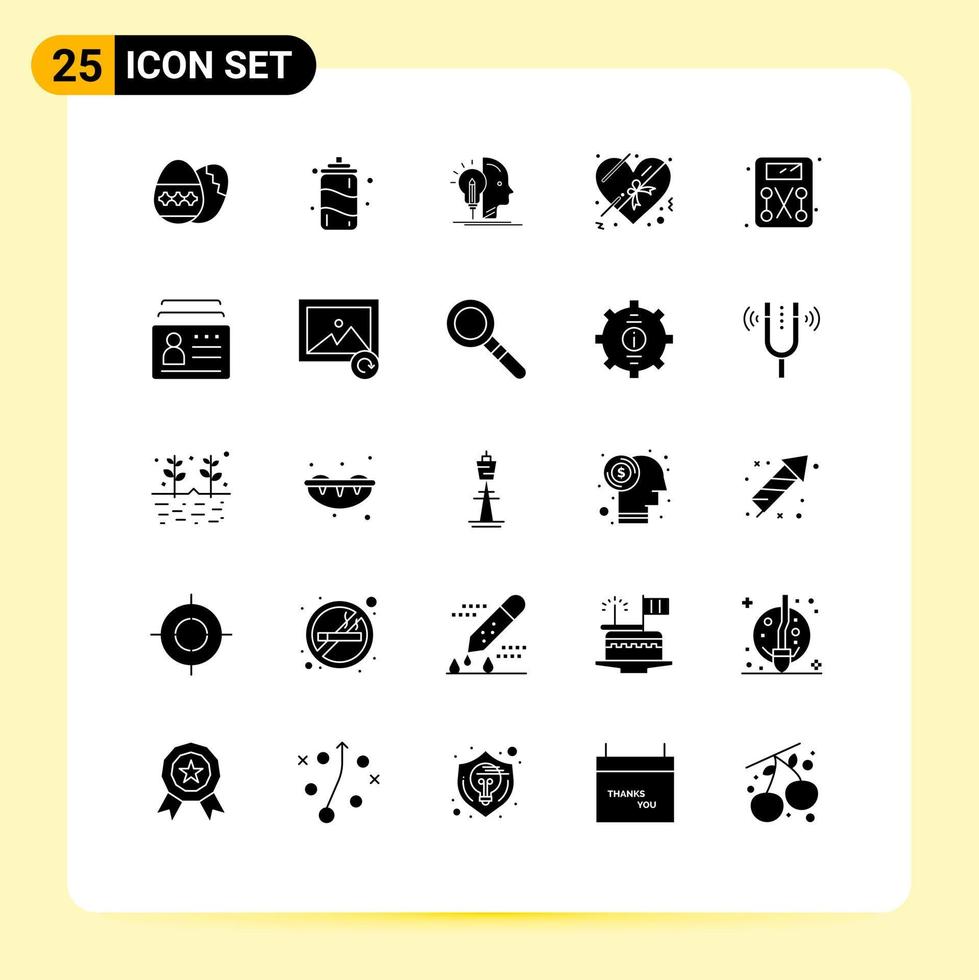 Set of 25 Modern UI Icons Symbols Signs for badge scale mind diet present Editable Vector Design Elements