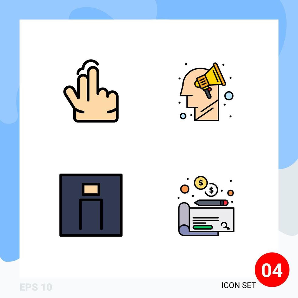 Pictogram Set of 4 Simple Filledline Flat Colors of double man touch strategy person Editable Vector Design Elements