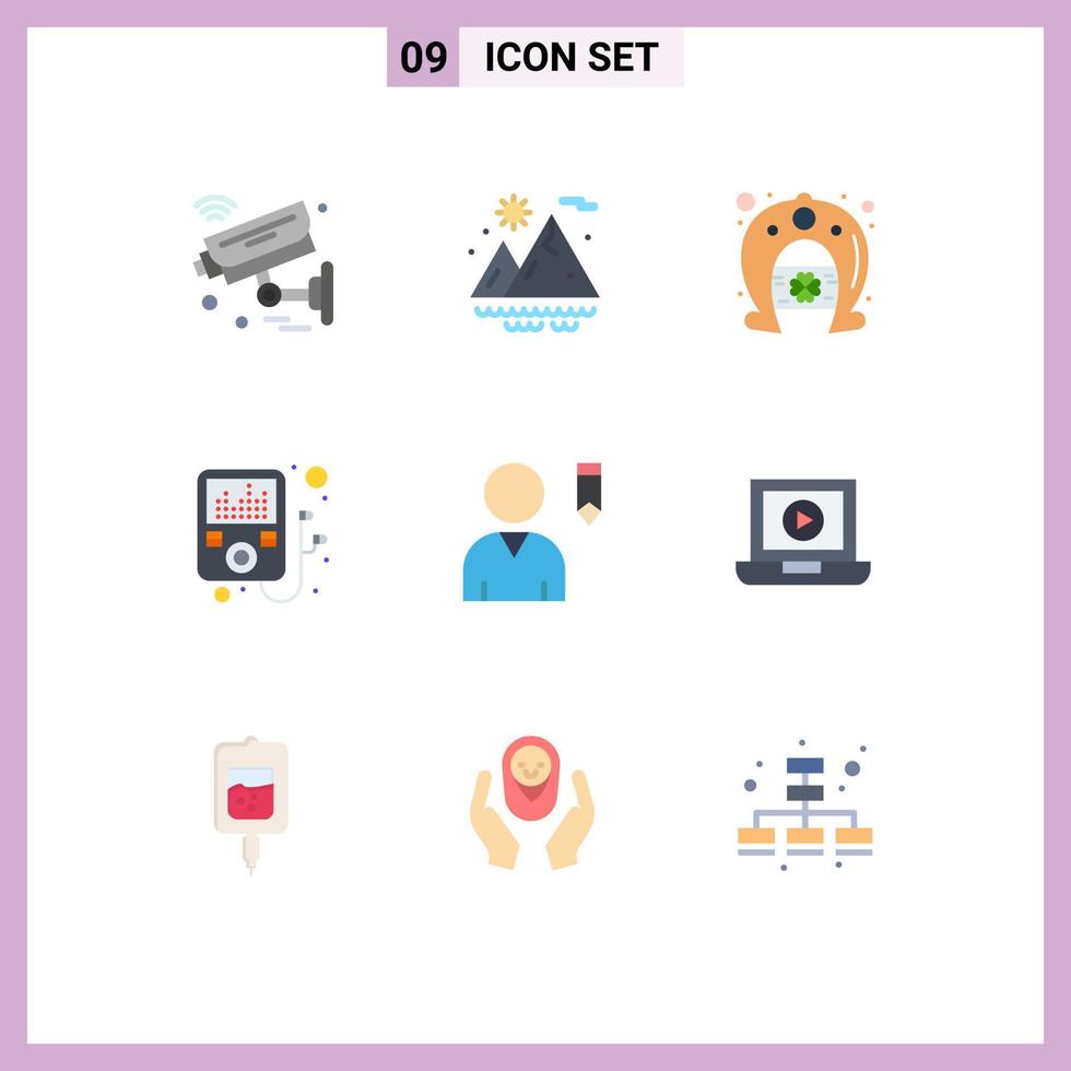 Modern Set of 9 Flat Colors Pictograph of laptop profile day edit device Editable Vector Design Elements