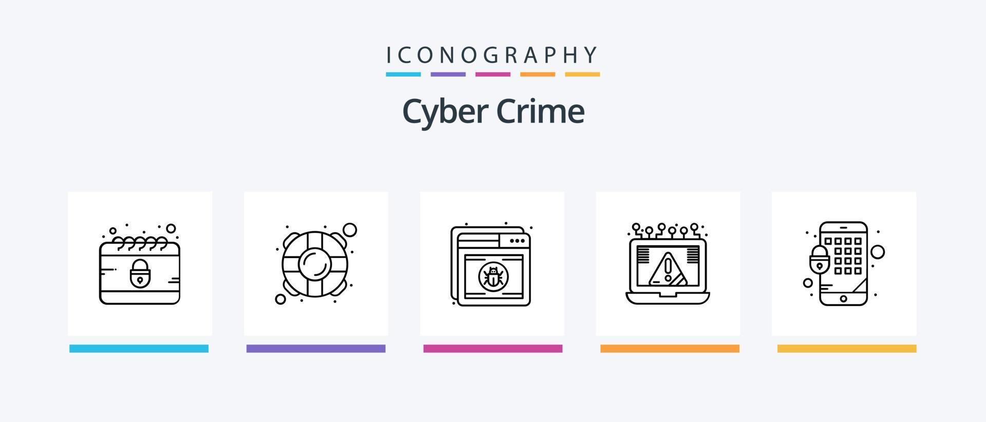 Cyber Crime Line 5 Icon Pack Including credit. alert. internet. Creative Icons Design vector