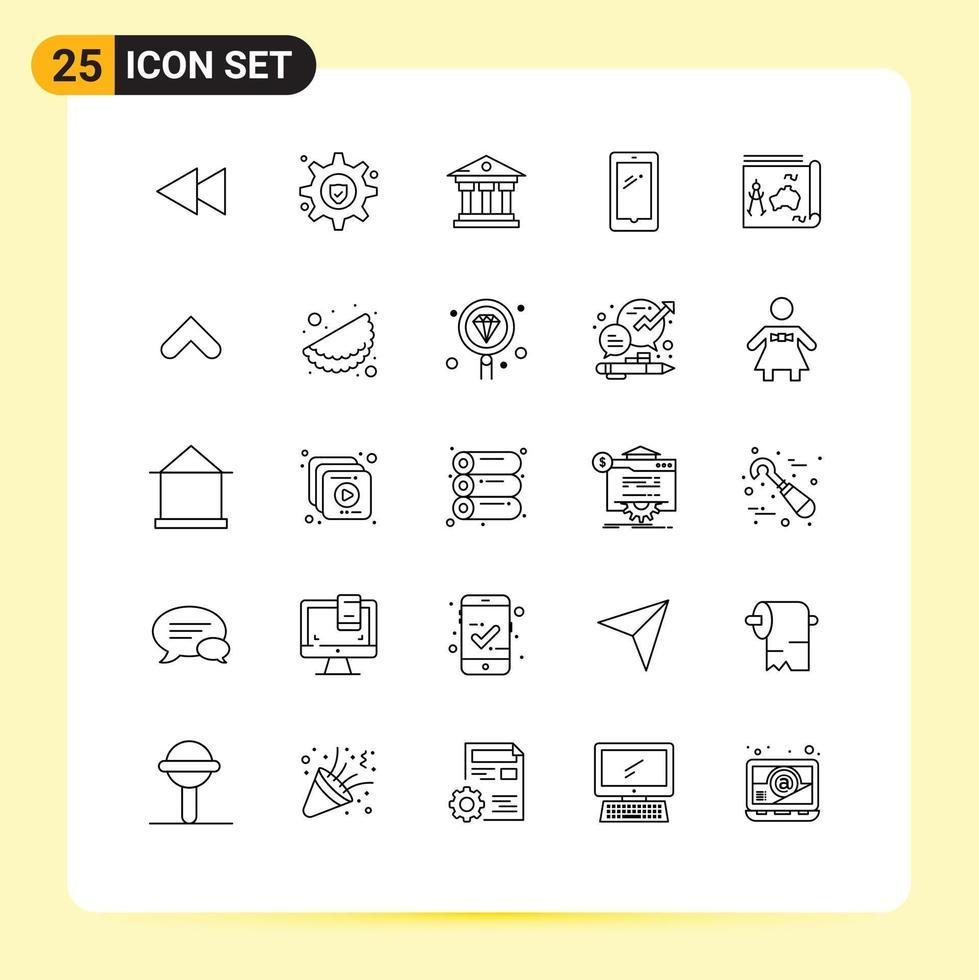 25 Universal Line Signs Symbols of travel iphone building android smart phone Editable Vector Design Elements