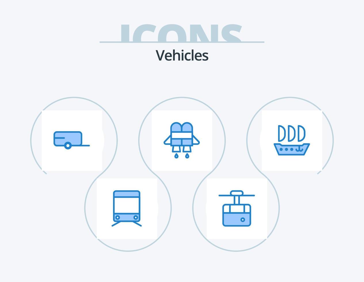 Vehicles Blue Icon Pack 5 Icon Design. . . trailer. ship. argosy vector