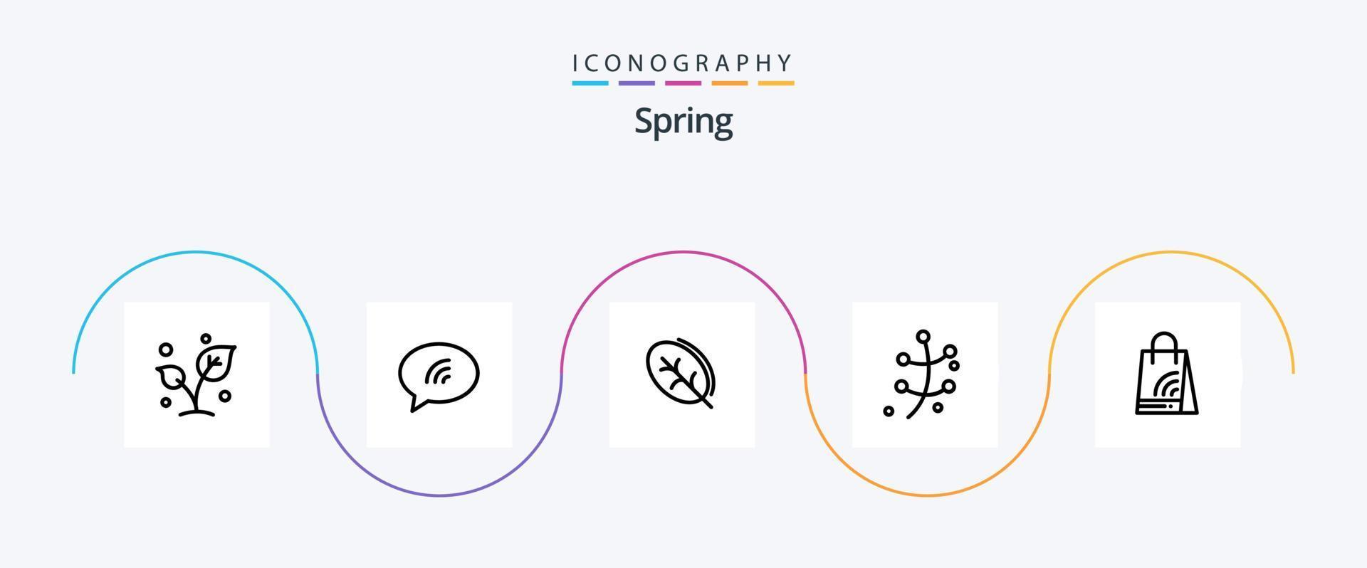 Spring Line 5 Icon Pack Including bag. plant. sand. leaf. spring vector
