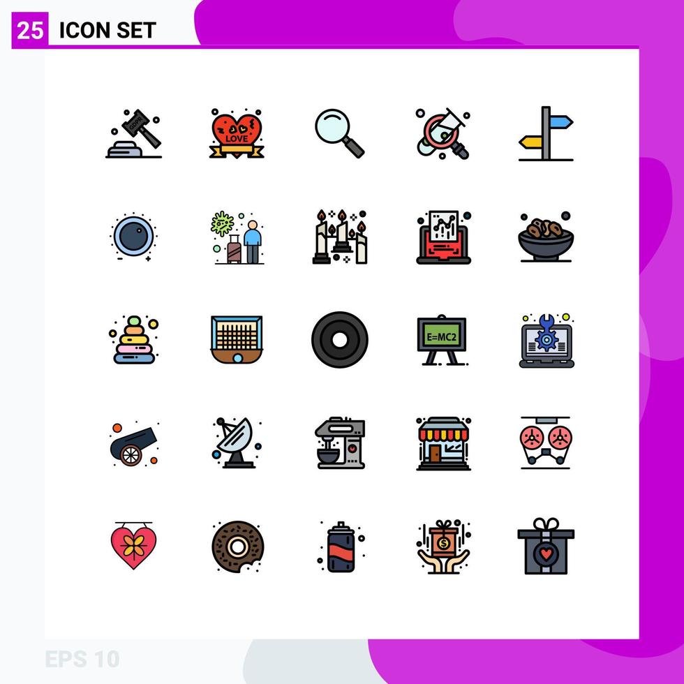 conjunto de 25 iconos modernos de la interfaz de usuario símbolos signos para la dirección lupa insignia de la cinta búsqueda de bañera elementos de diseño vectorial editables vector