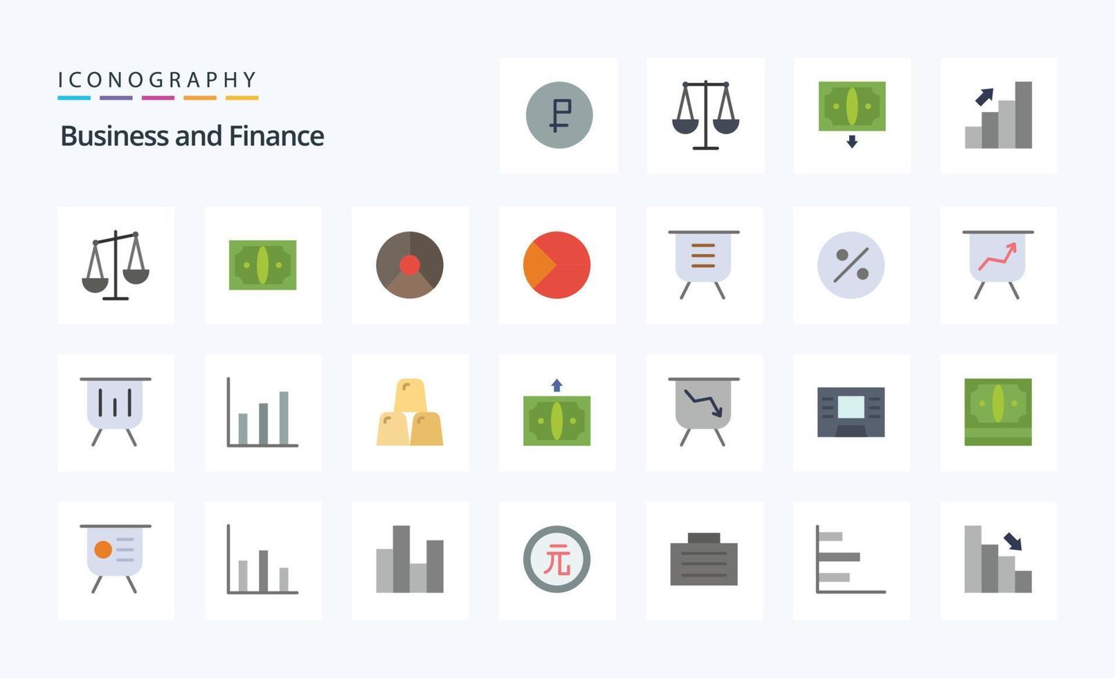 25 Finance Flat color icon pack vector