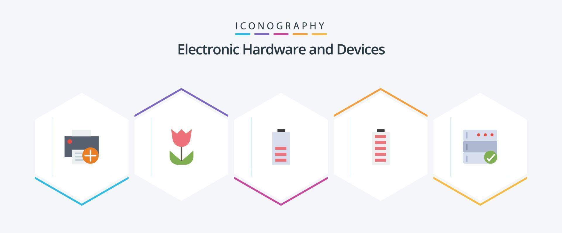 Devices 25 Flat icon pack including energy. electric. photo. battery. energy vector