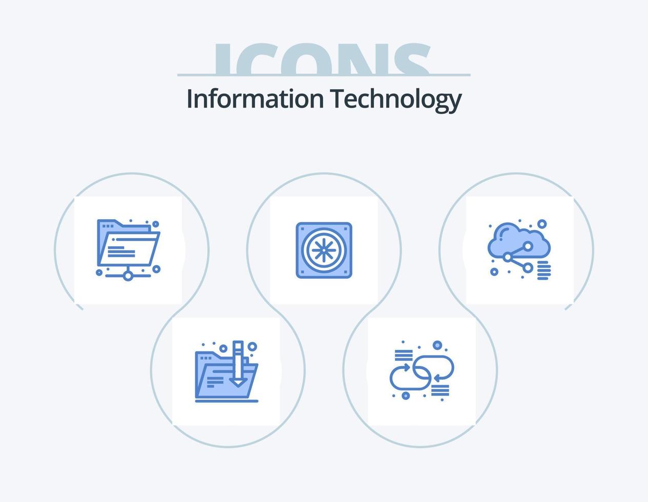 Information Technology Blue Icon Pack 5 Icon Design. sharing. file. internet. cloud. cooling vector