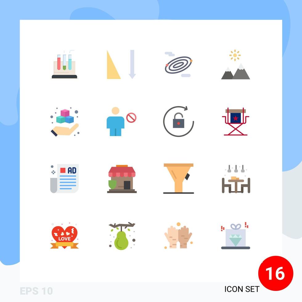 conjunto de 16 iconos de interfaz de usuario modernos signos de símbolos para la impresión de productos caja de ciencia naturaleza paquete editable de elementos de diseño de vectores creativos