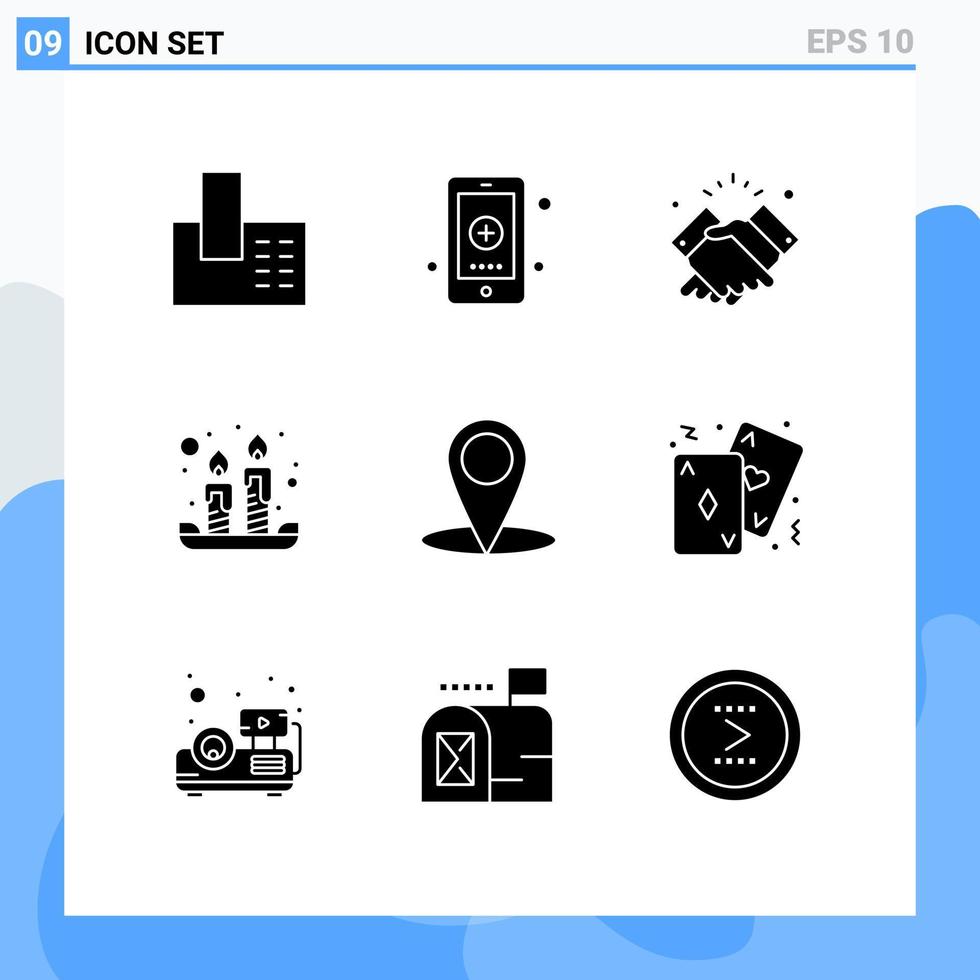 Set of 9 Modern UI Icons Symbols Signs for light easter medicine candles muslim Editable Vector Design Elements