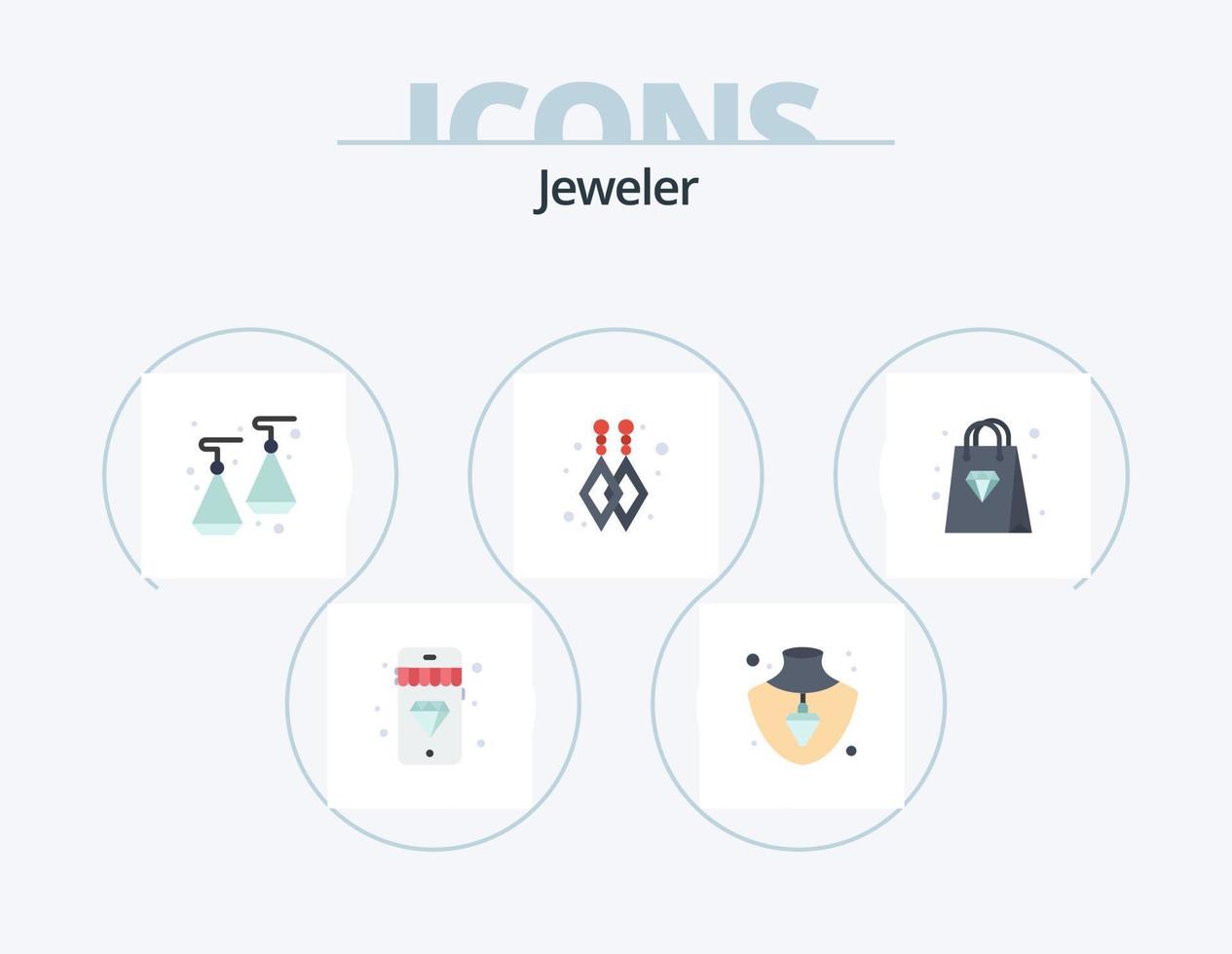 paquete de iconos planos de joyería 5 diseño de iconos. . joyas. . bolso vector