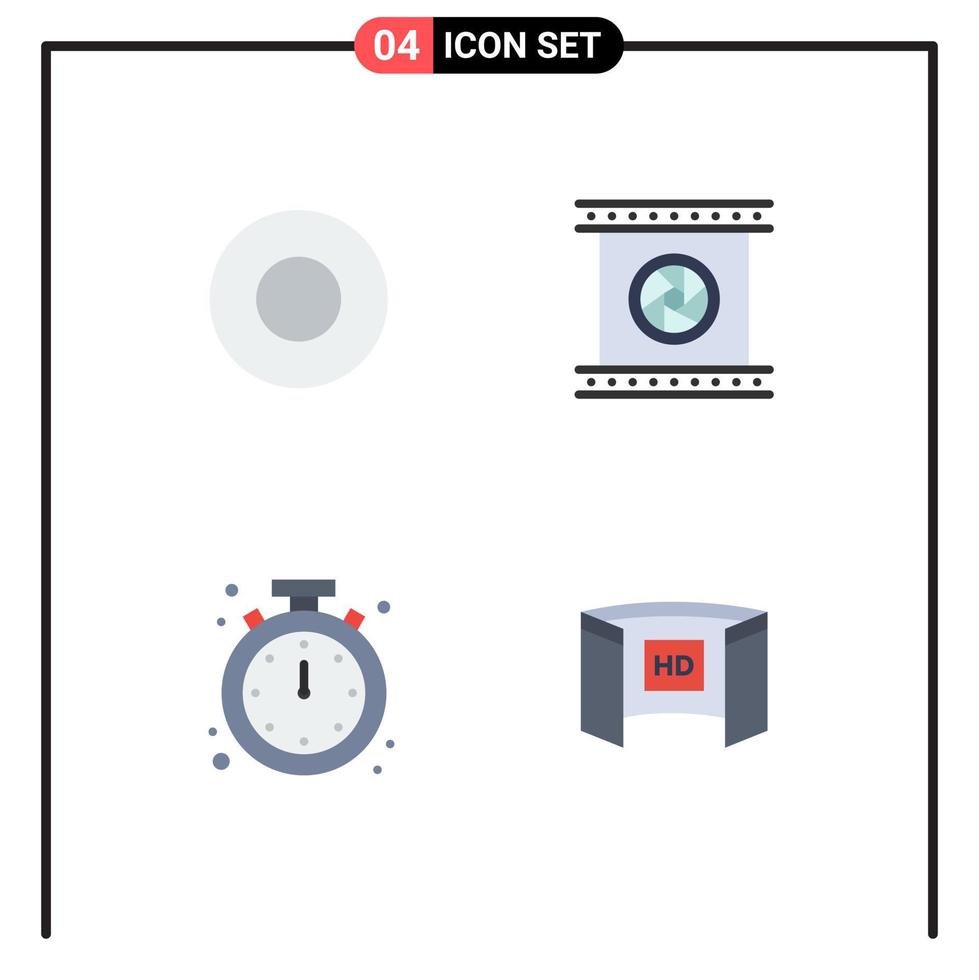 4 Universal Flat Icons Set for Web and Mobile Applications dish alert camera lenses photographic objective mobile Editable Vector Design Elements