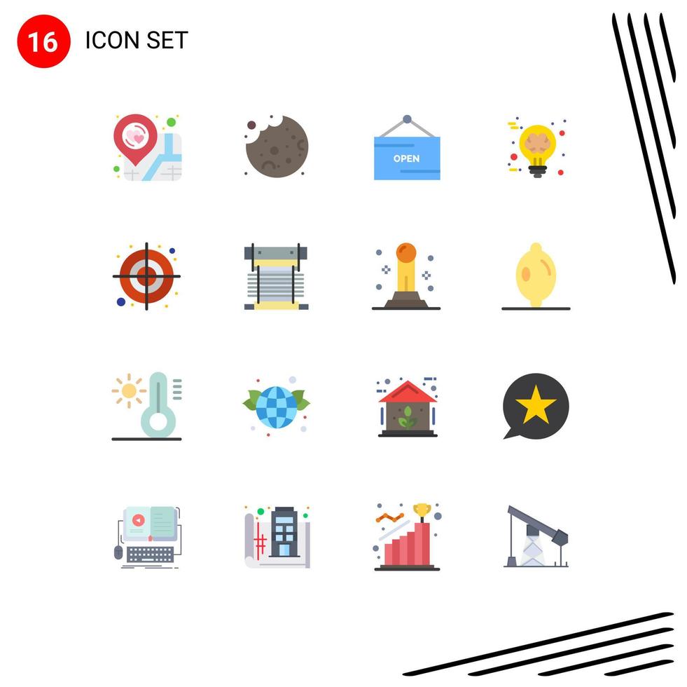 Pack of 16 creative Flat Colors of shape circular e brain storming creative Editable Pack of Creative Vector Design Elements