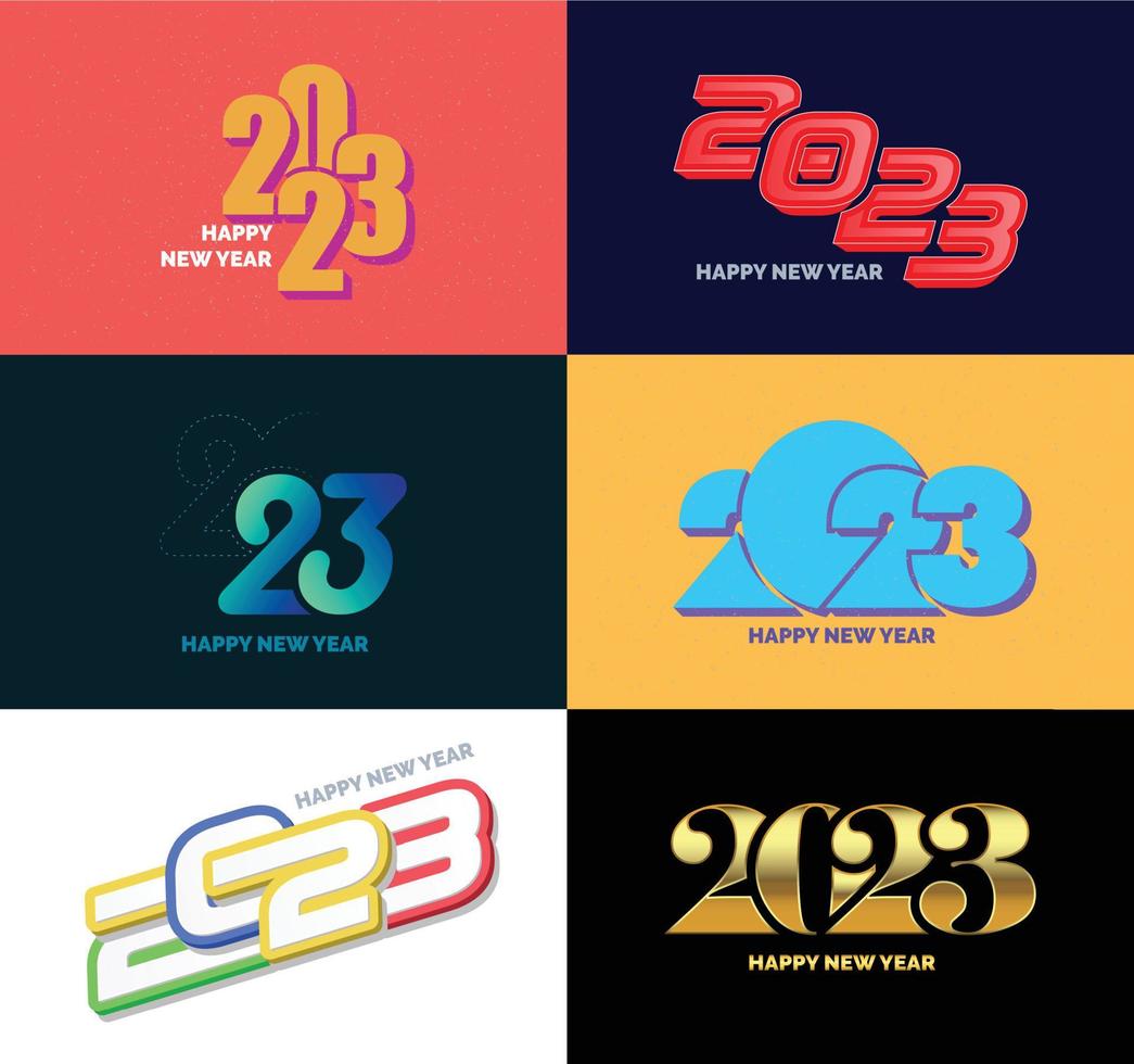 Big Collection of 2023 Happy New Year symbols Cover of business diary for 2023 with wishes vector