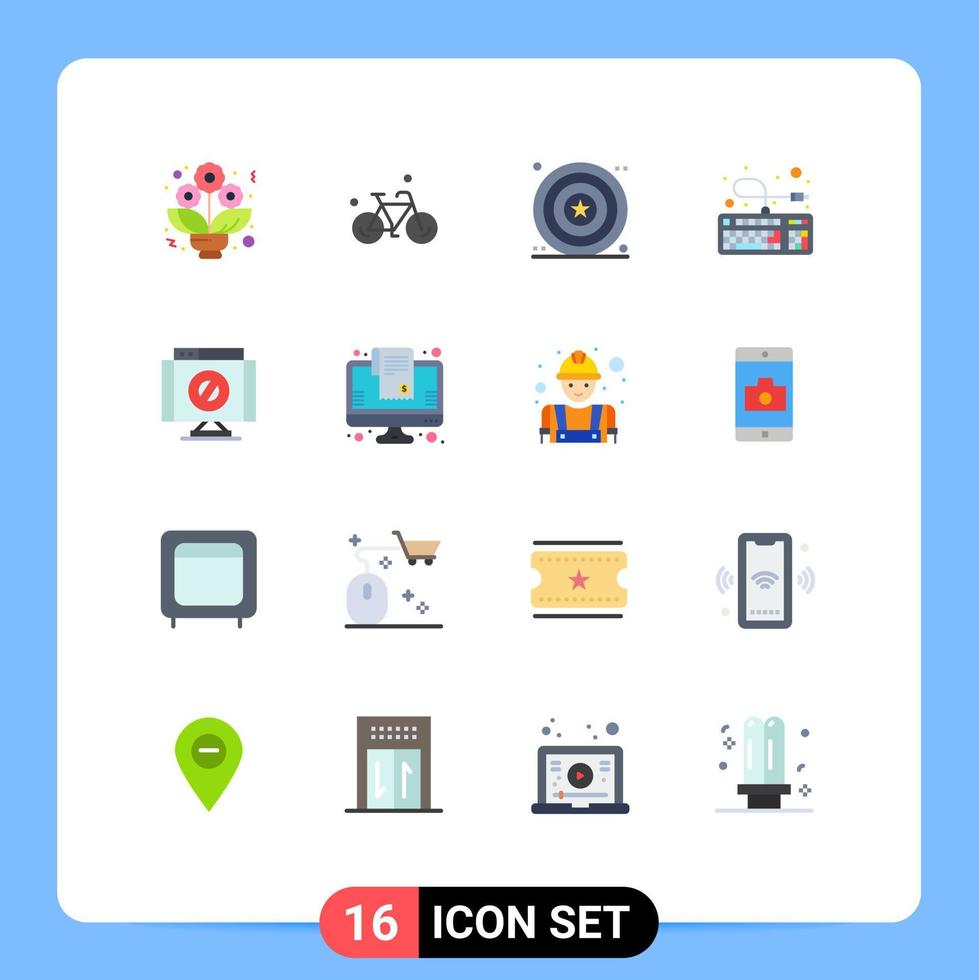 Universal Icon Symbols Group of 16 Modern Flat Colors of denied cross day connection keyboard Editable Pack of Creative Vector Design Elements