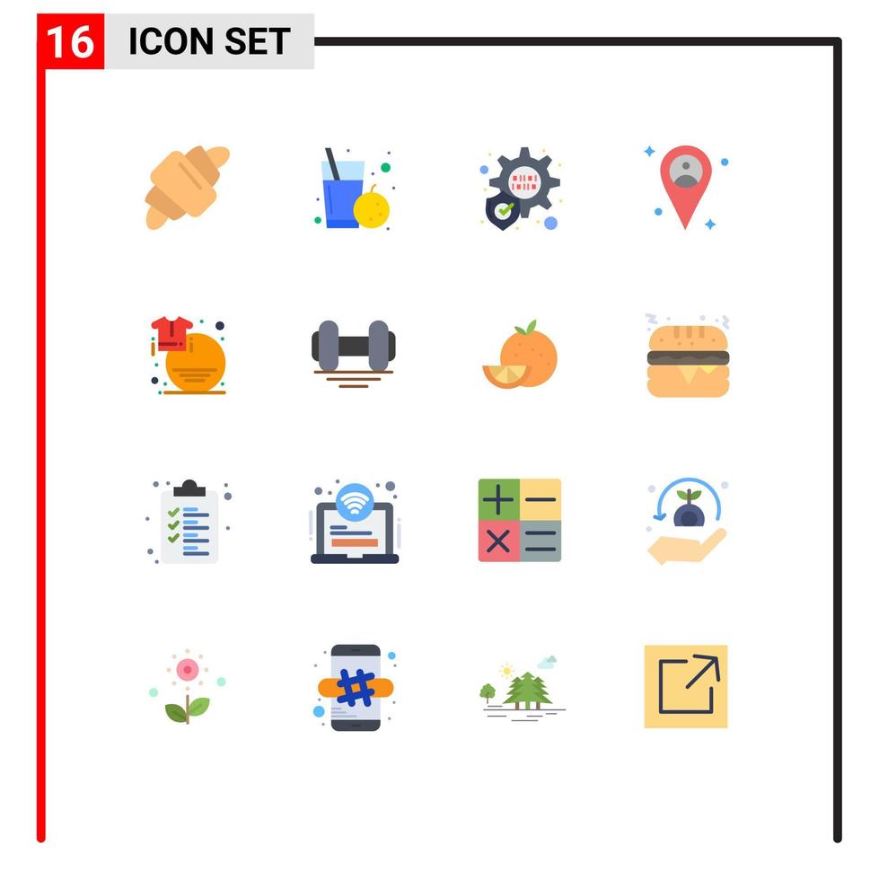 Set of 16 Modern UI Icons Symbols Signs for dumbbell sale protection fashion clothes Editable Pack of Creative Vector Design Elements