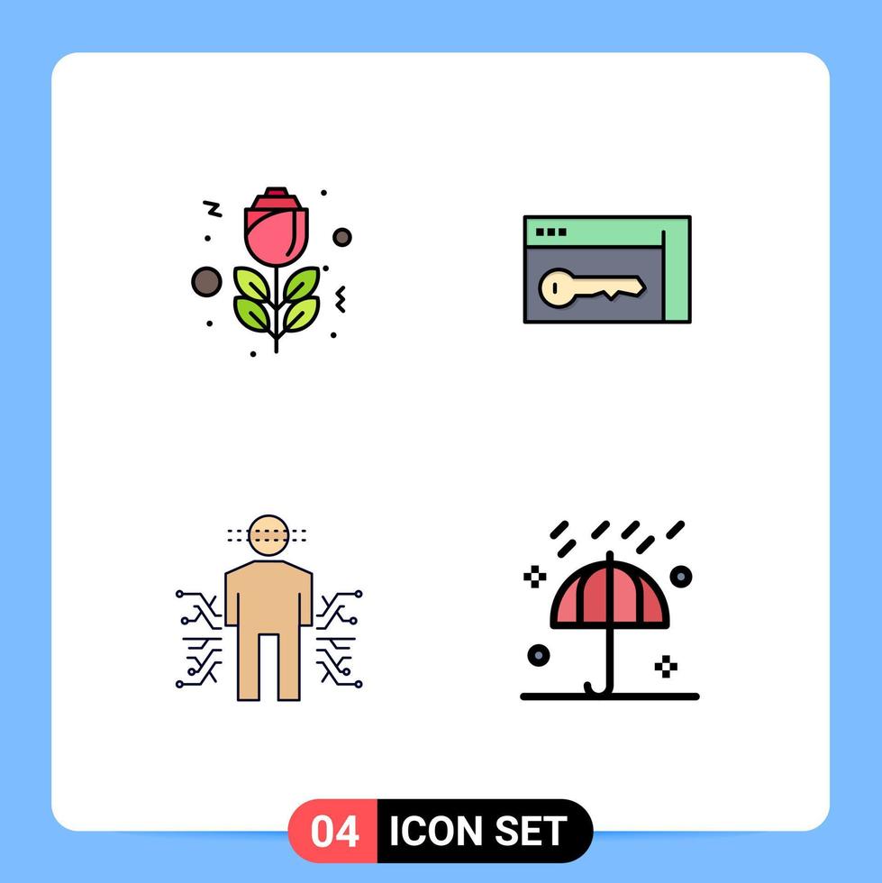 4 Filledline Flat Color concept for Websites Mobile and Apps flower data browser room science Editable Vector Design Elements
