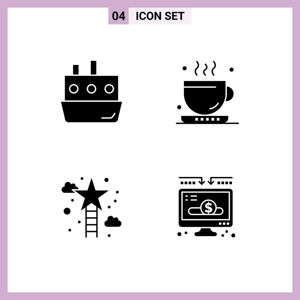 4 Creative Icons Modern Signs and Symbols of boat climbing traffic drink star Editable Vector Design Elements