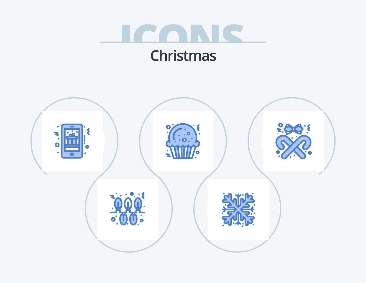 Christmas Blue Icon Pack 5 Icon Design. style. sugar. christmas. cookie. phone vector