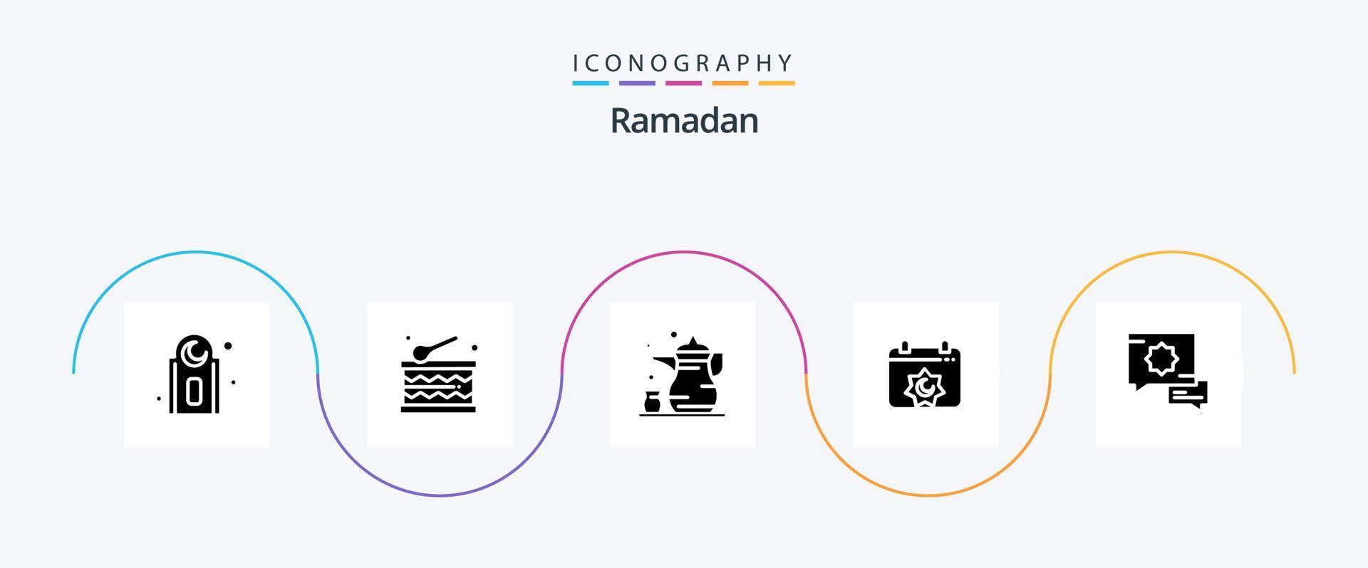 paquete de iconos ramadan glyph 5 que incluye islámica. calendario Ramadán vector
