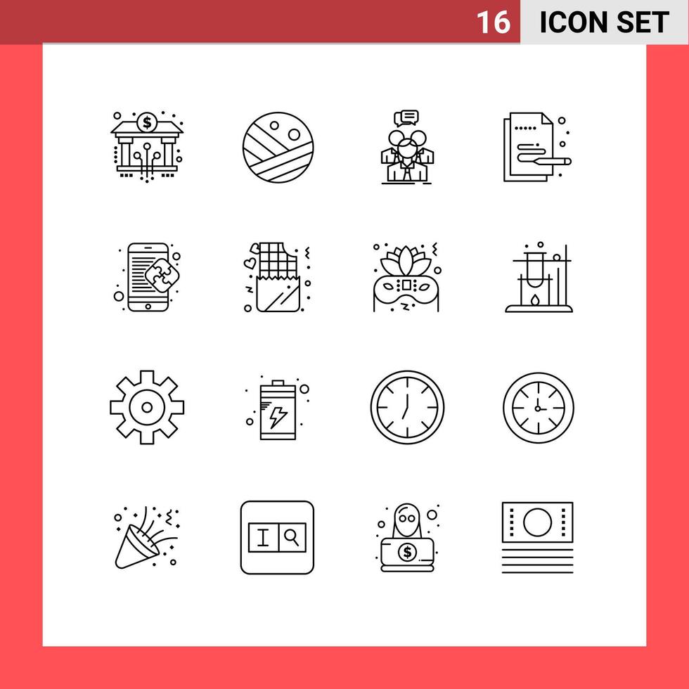 conjunto de 16 iconos modernos de la interfaz de usuario signos de símbolos para elementos de diseño vectorial editables del equipo de pintura del grupo de pintura creativa vector