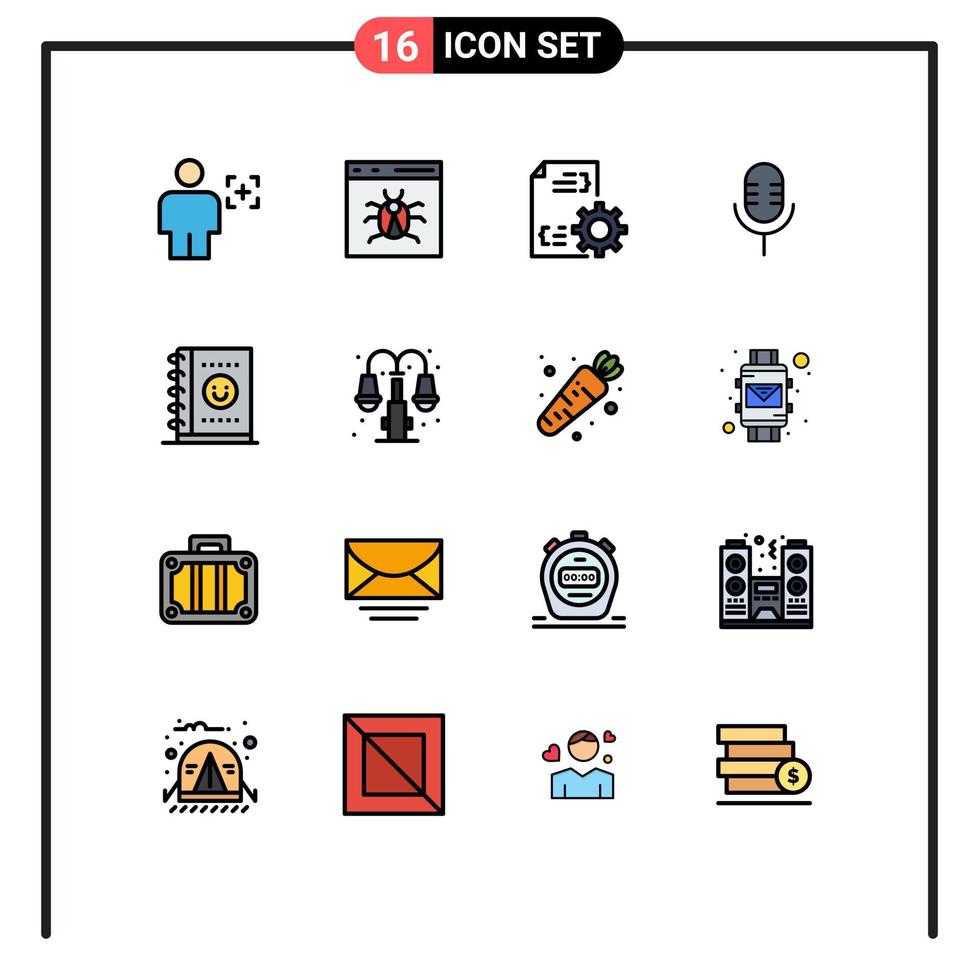 16 Creative Icons Modern Signs and Symbols of show microphone develop mic file Editable Creative Vector Design Elements